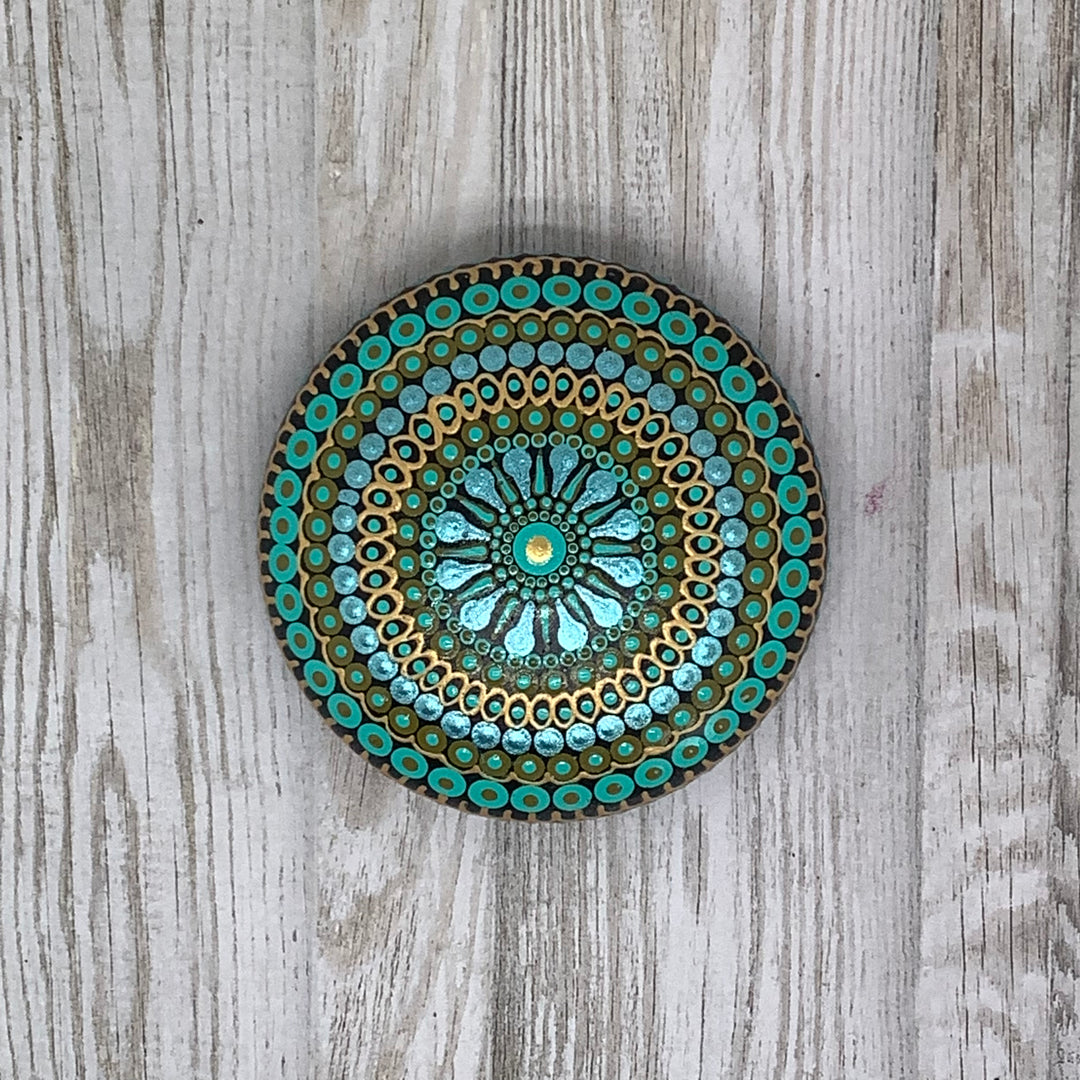 Mandala Stone in Different Shades of Blue small