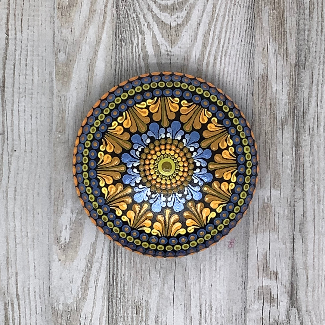 Mandala Stone Purple and Gold small