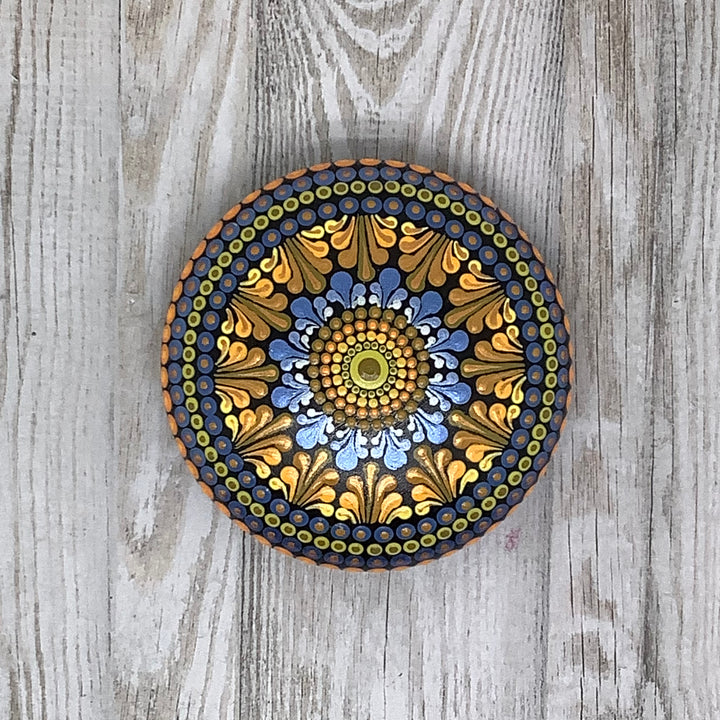 Mandala Stone Purple and Gold small