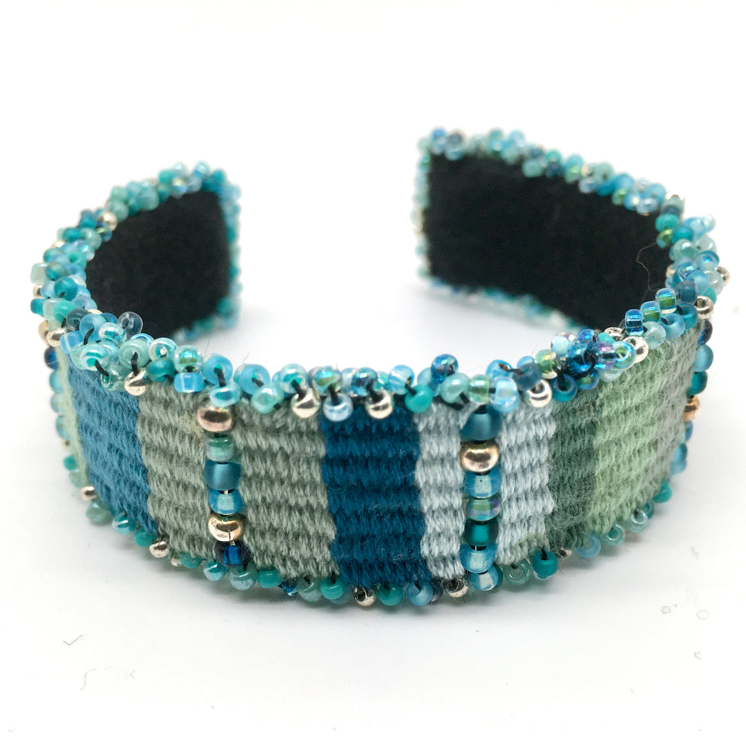 Woven Cuff Bracelet in Blue and Green