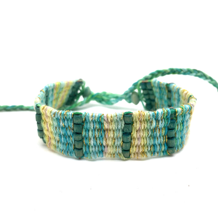 Woven Bracelet in Shades of Blue and Green