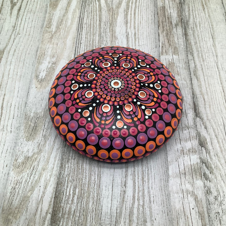 Mandala Stone in Pink, Lavender and Orange small