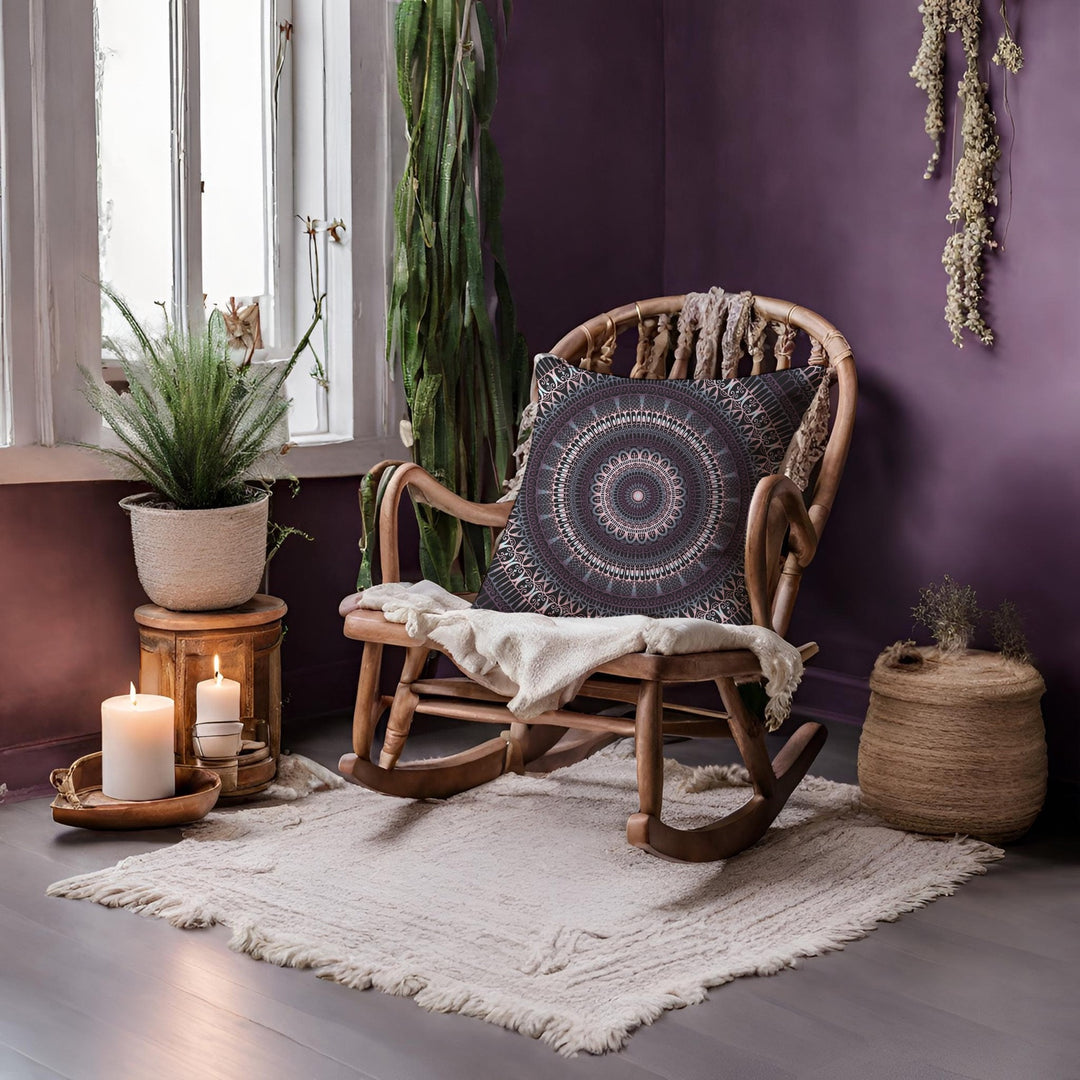 Elegant Amethyst: Dark Purple and Grey Mandala Pillow Cover