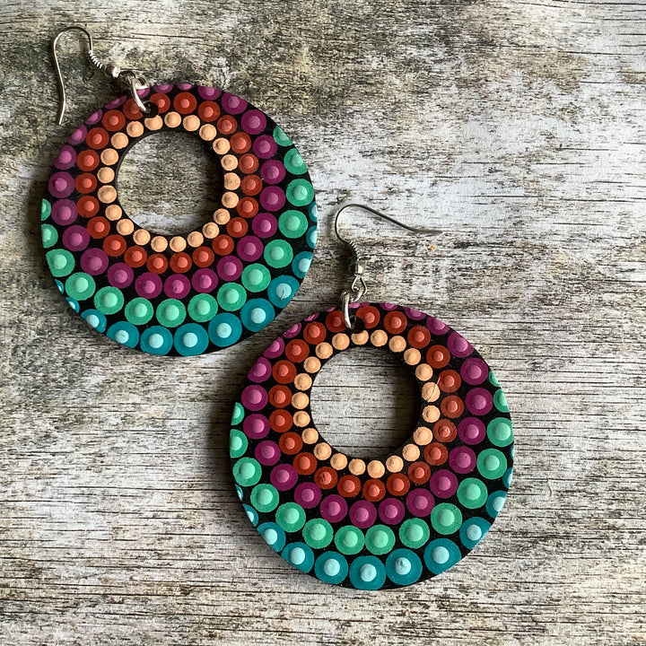 Dotart Mandala Earrings Pink and Blue