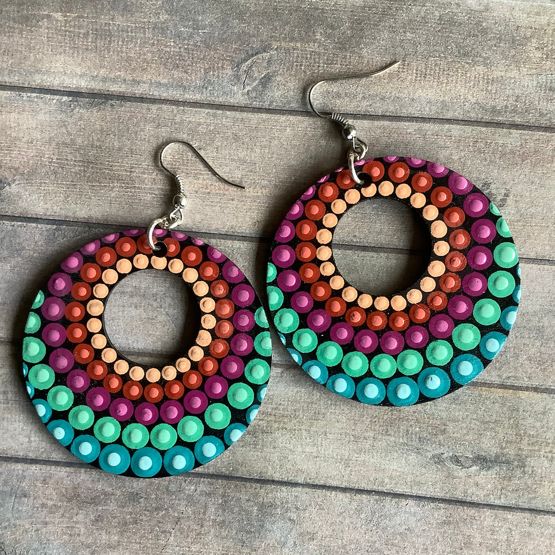 Dotart Mandala Earrings Pink and Blue