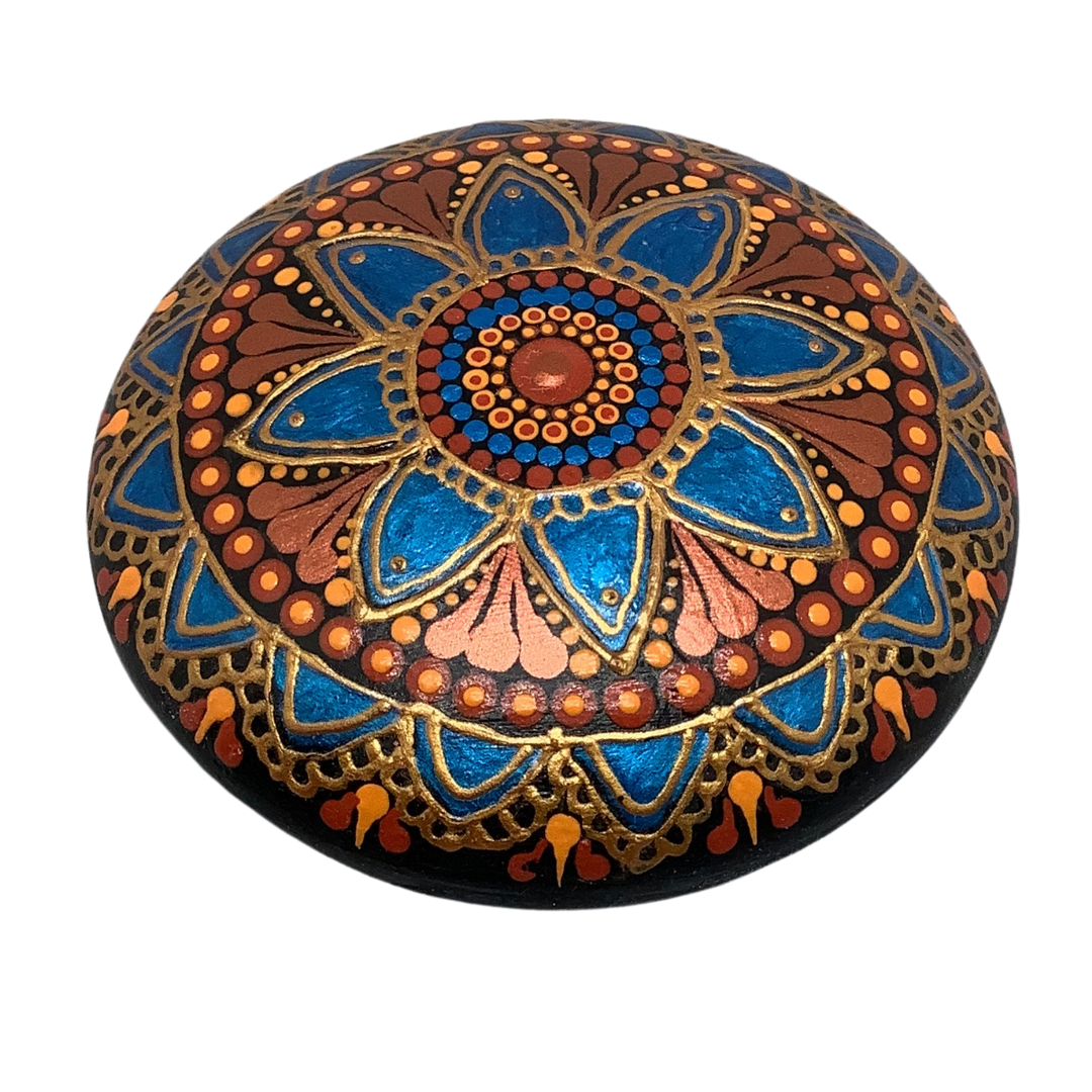 Mandala Stone Star in Metallic Blue and Copper small