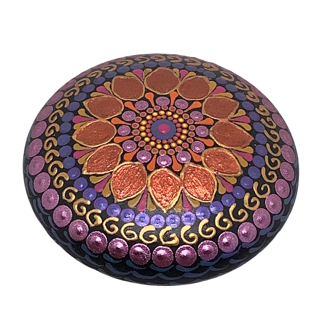 Mandala Stone in Copper, Pink and Purple small