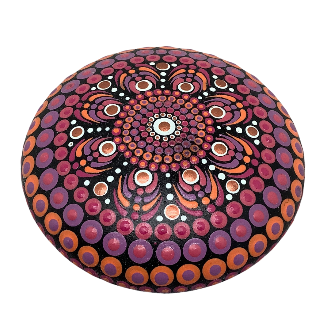 Mandala Stone in Pink, Lavender and Orange small