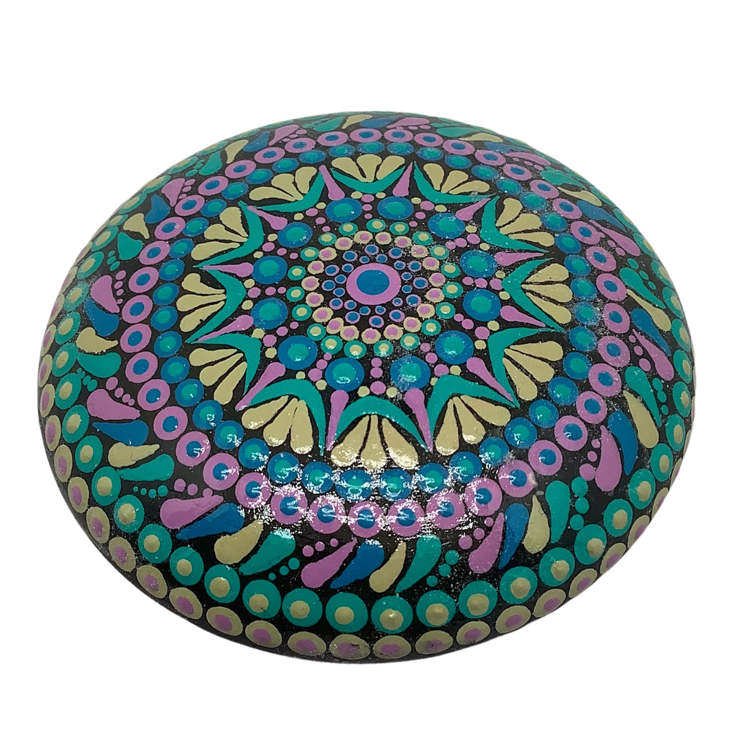 Mandala Steen Turquoise en Roze 