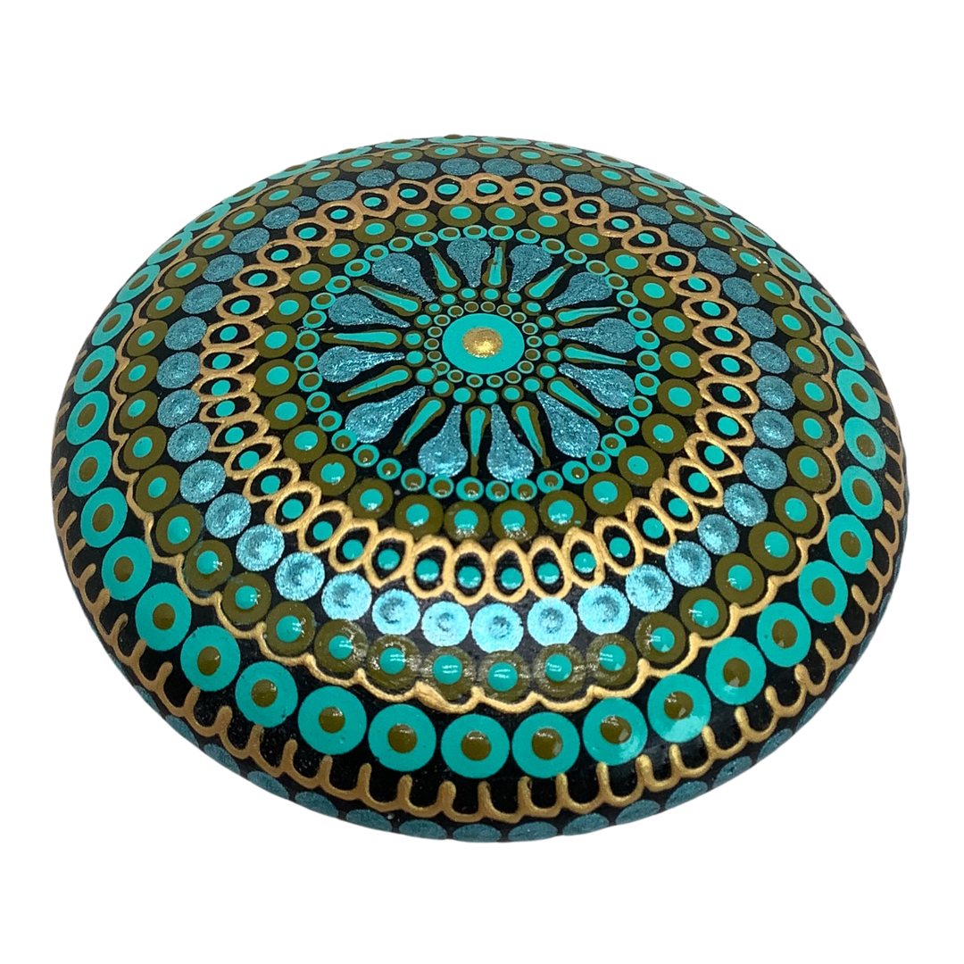 Mandala Stone in Different Shades of Blue small