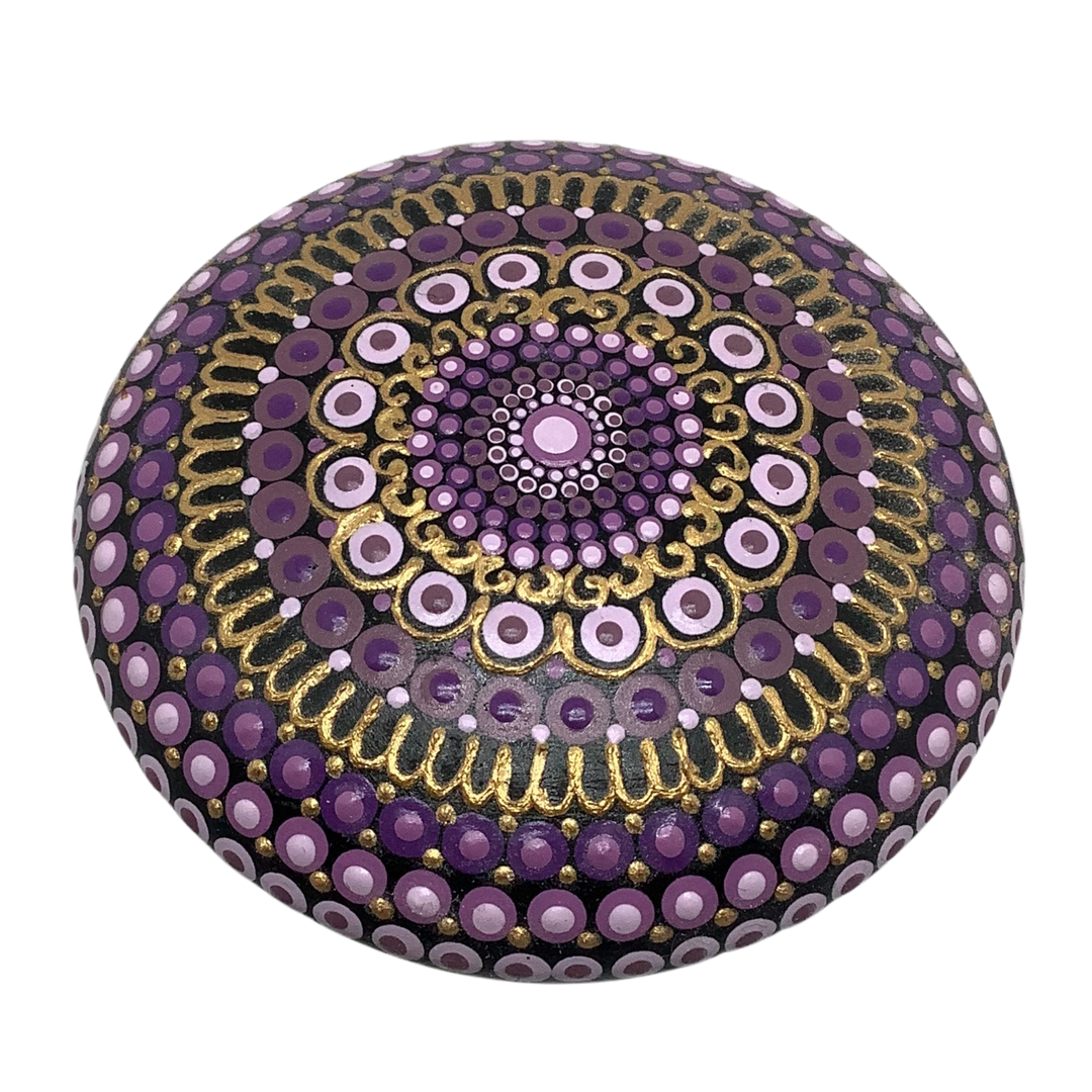 Mandala Stone Purple and Gold small