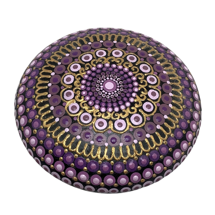 Mandala Stone Purple and Gold small