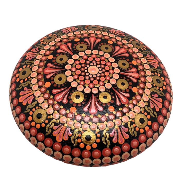 Mandala Stone in Pink and Gold small