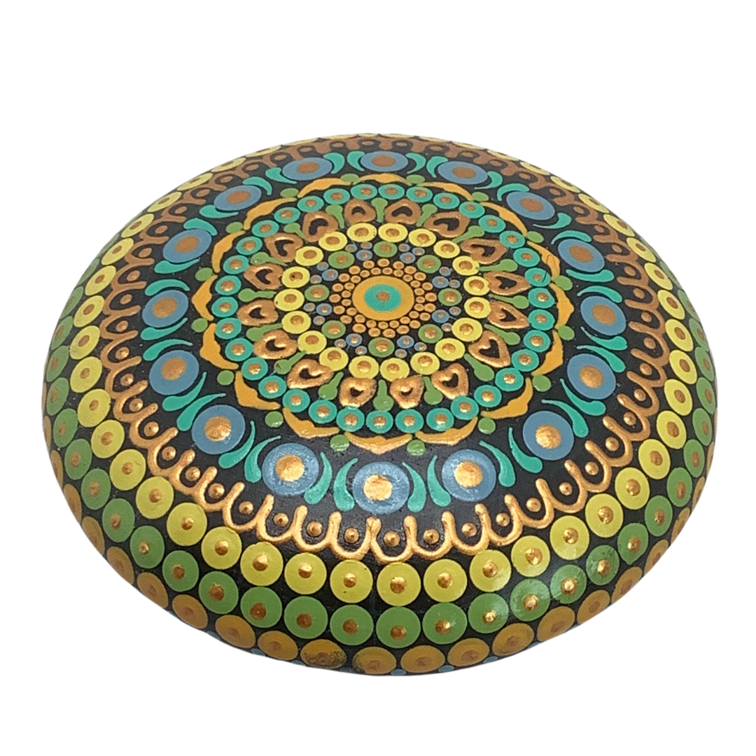 Mandala Steen in zacht groen en blauw 