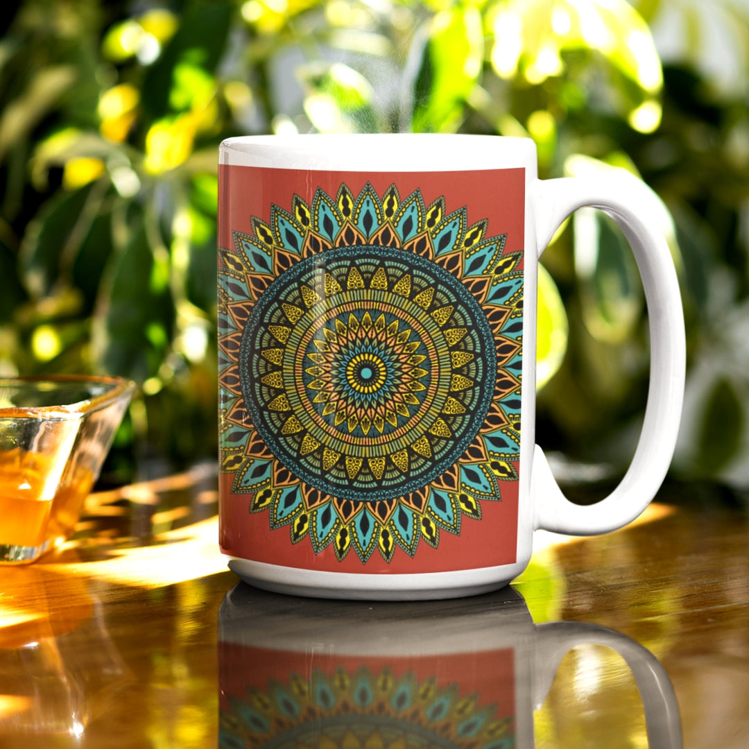 Carmine Mandala Mug with intricate mandala design in Southwestern Style