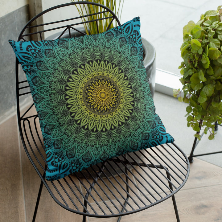 Blue Lagoon Mandala Pillow Cover | Lagoon Pillow Cover | Mandala Stone