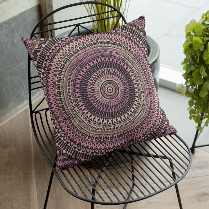 Graceful Mandala Pillow Cover, Henna Design Soft Pink