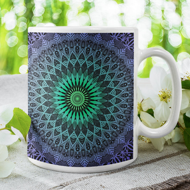 Purple Rain: Mandala Mug in Purple & Mintgreen