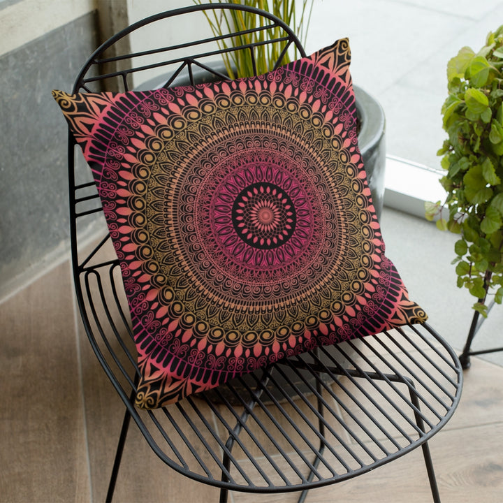 Pillow Case Mandala Henna Design in Olive and Old Pink