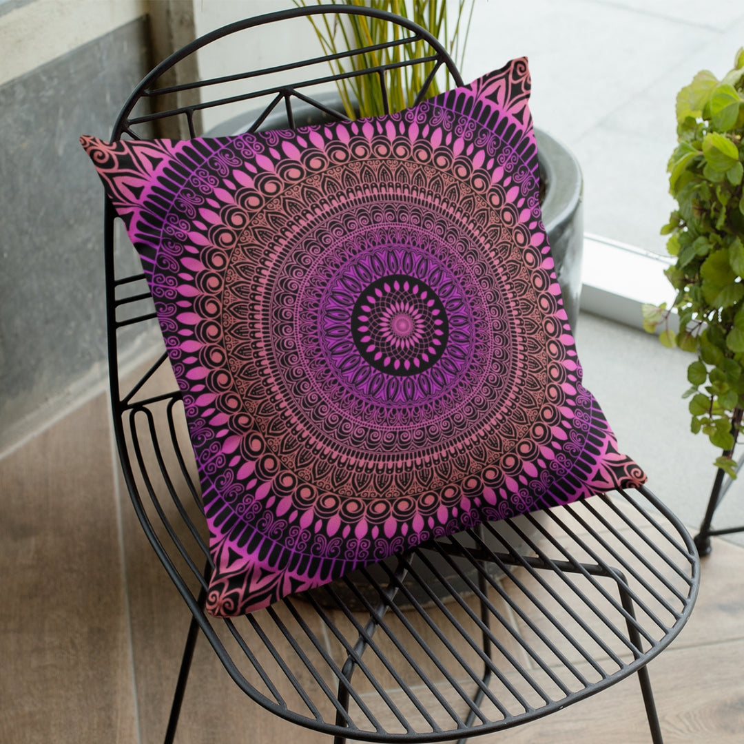 Pillow Case Mandala Henna design in Purple and Pink