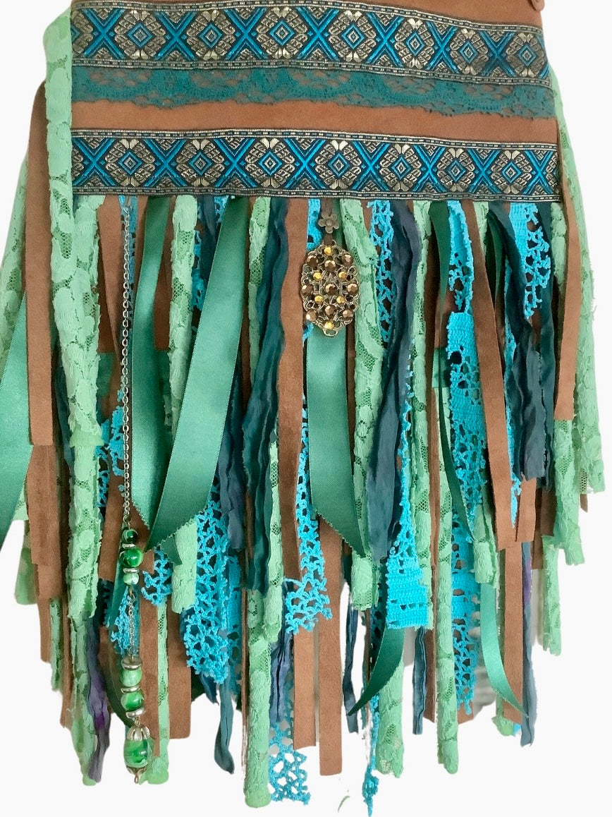 One-of-a-Kind Leather Boho Bag with Adjustable Strap