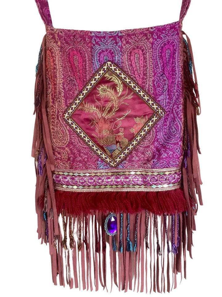 Boho Chic Fringe Bag Purple and Pinks