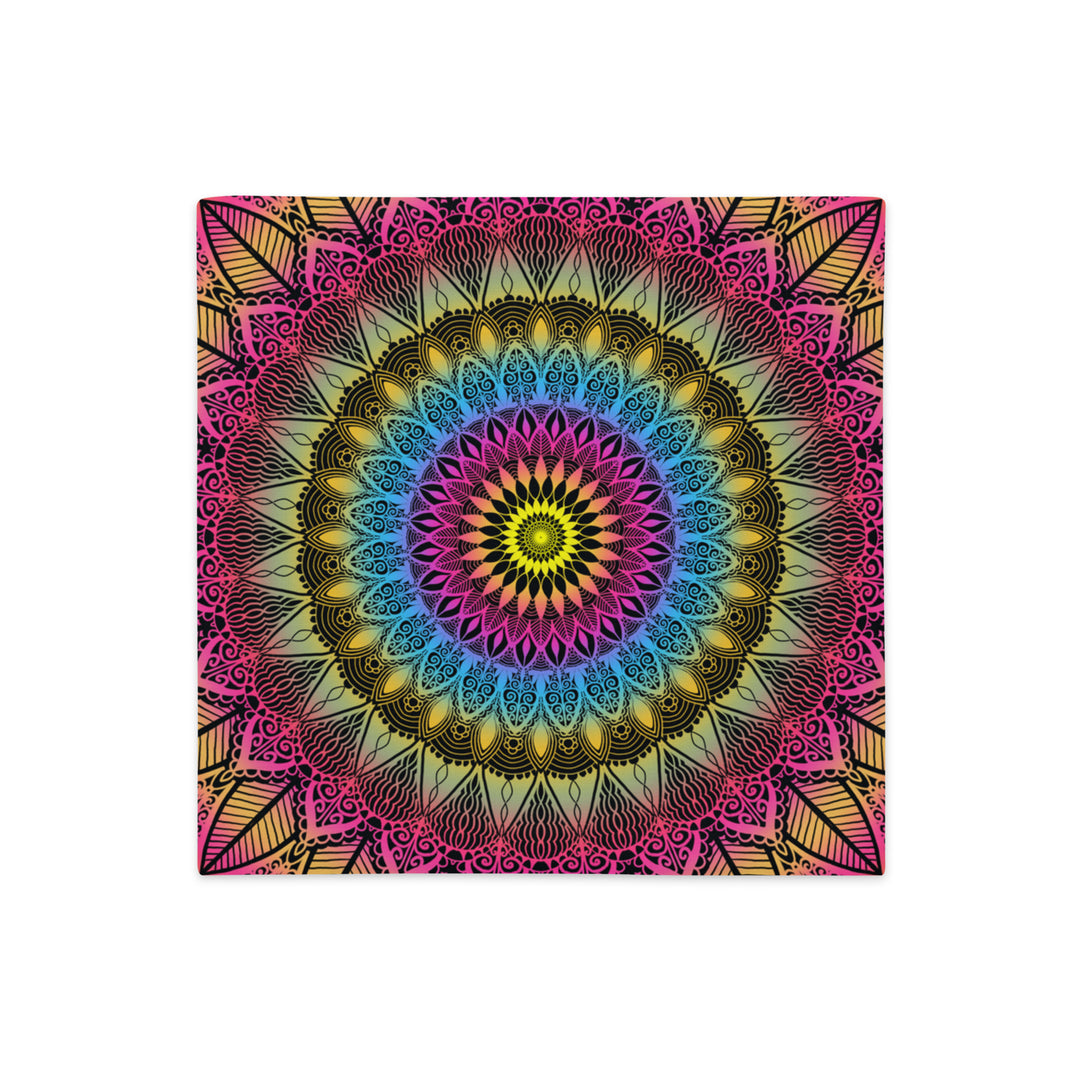 Pillow Case Mandala Design in Turquoise, Pink and Sand