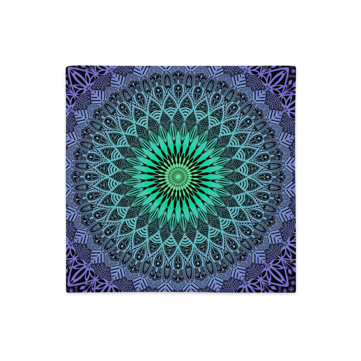 Purple Rain: Mandala Pillow Cover in Purple & Mintgreen