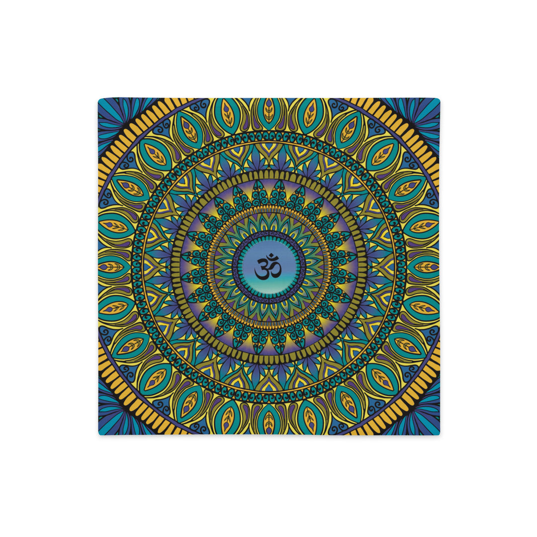 Pillow Case Mandala Ohm in Purple, Blue and Yellow