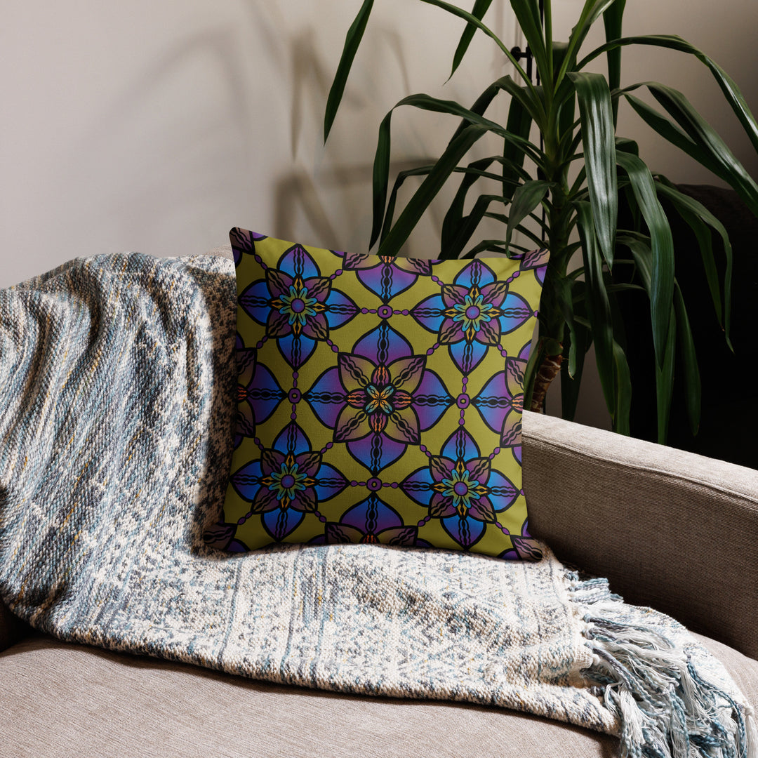 Pillow Case in Mandala Pattern Blue, Purple and Gold