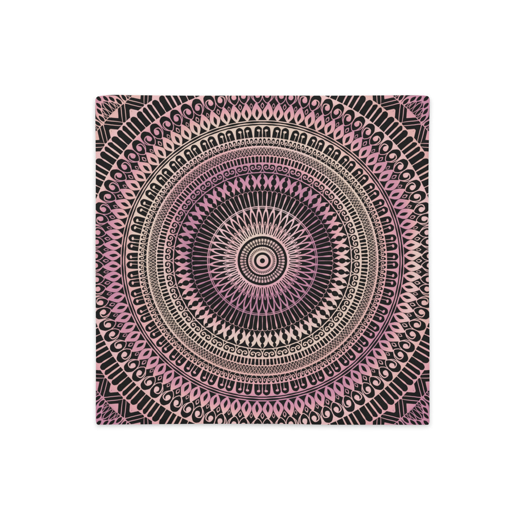 Graceful Mandala Pillow Cover, Henna Design Soft Pink