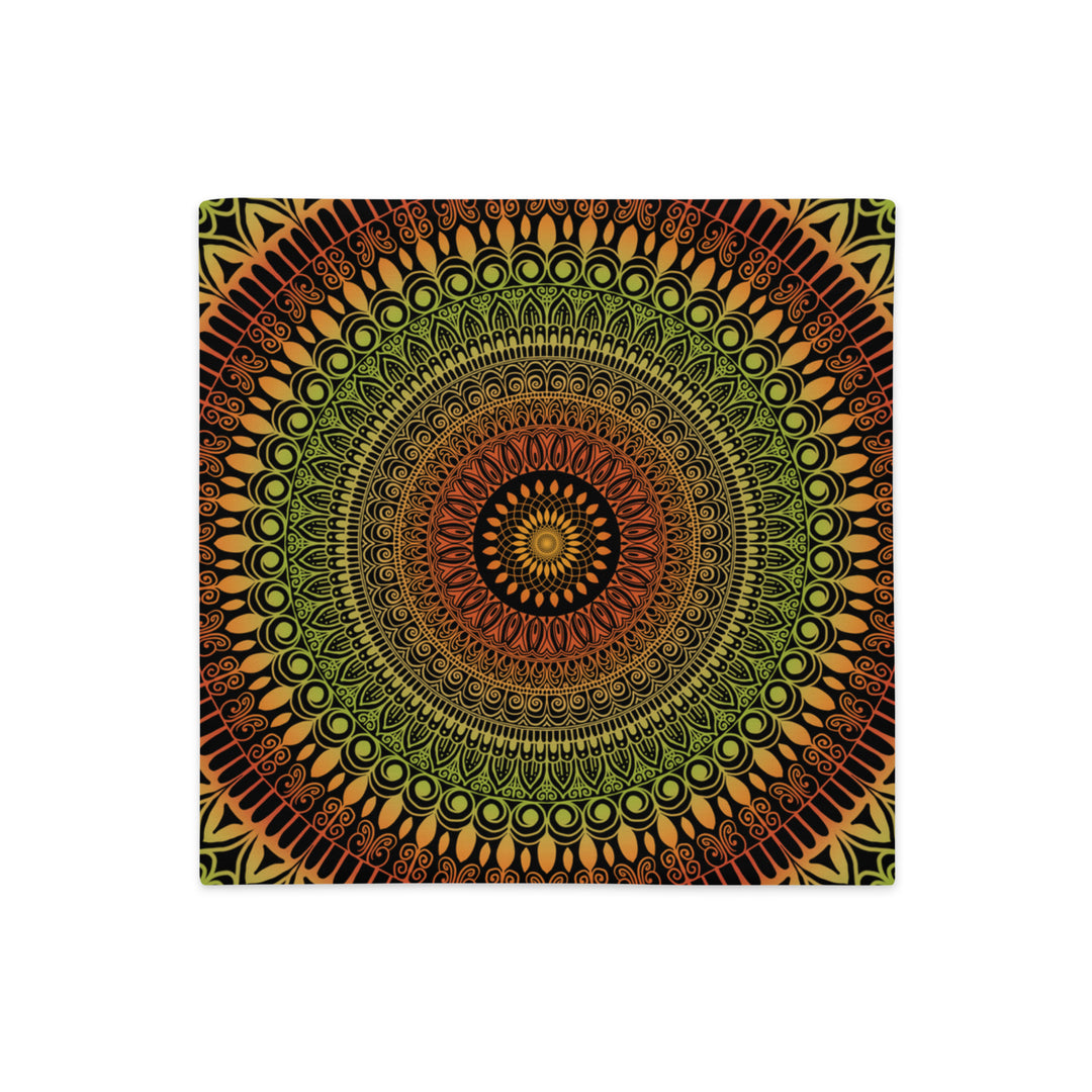 Pillow Case Mandala Henna Design in Green and Brown