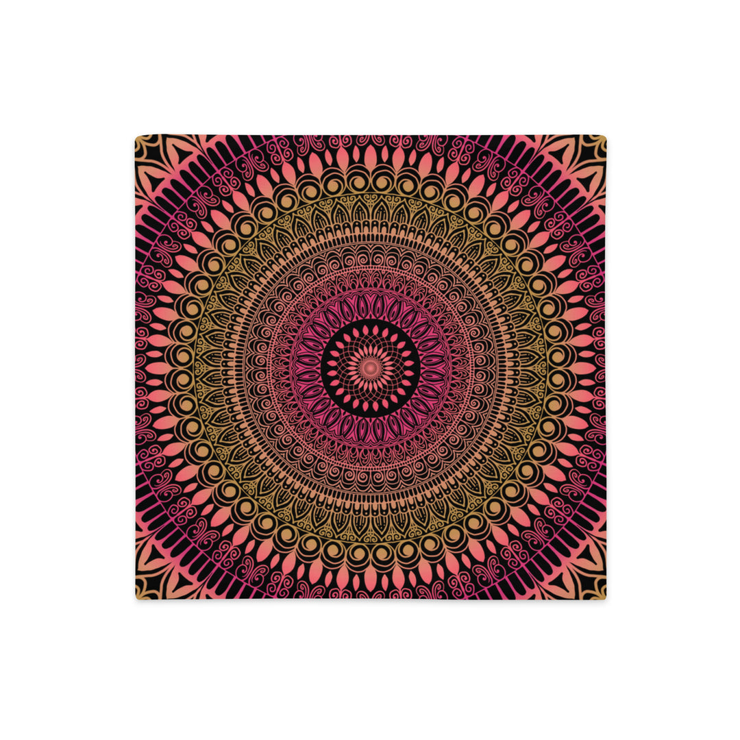 Pillow Case Mandala Henna Design in Olive and Old Pink