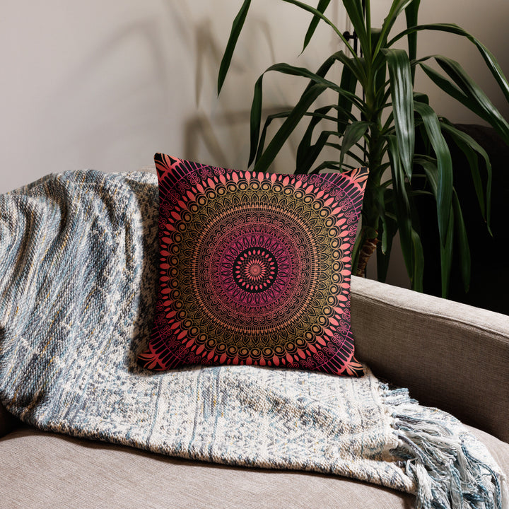 Bohemian Sunshine Pillow Cover | Mehndi Pillow Cover | Mandala Stone