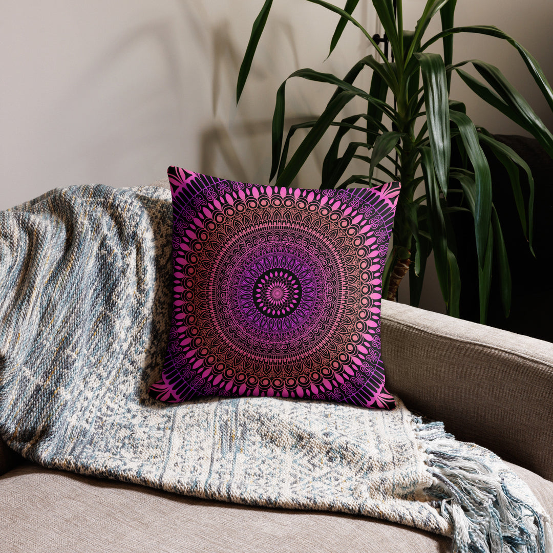 Pillow Case Mandala Henna design in Purple and Pink