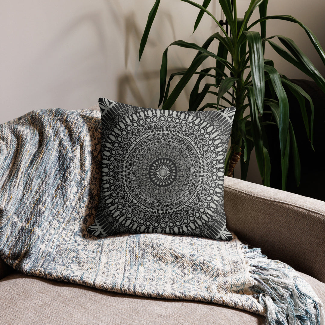 Grey Mandala Pillow Cover | Mandala Pillow Cover | Mandala Stone