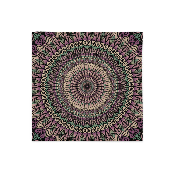 Pillow Case Mandala Petals in Green and Pink