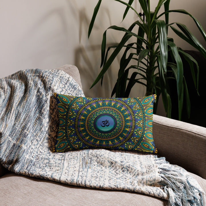 Pillow Case Mandala Ohm in Purple, Blue and Yellow