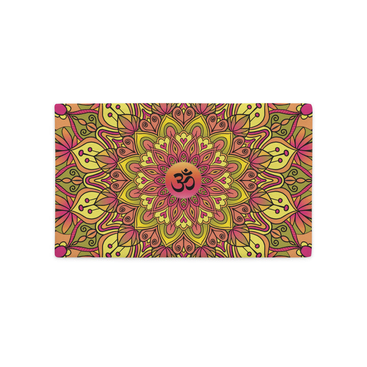 Pillow Case Mandala Ohm in Pink, Green and Soft Yellow