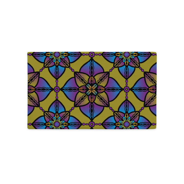 Pillow Case in Mandala Pattern Blue, Purple and Gold