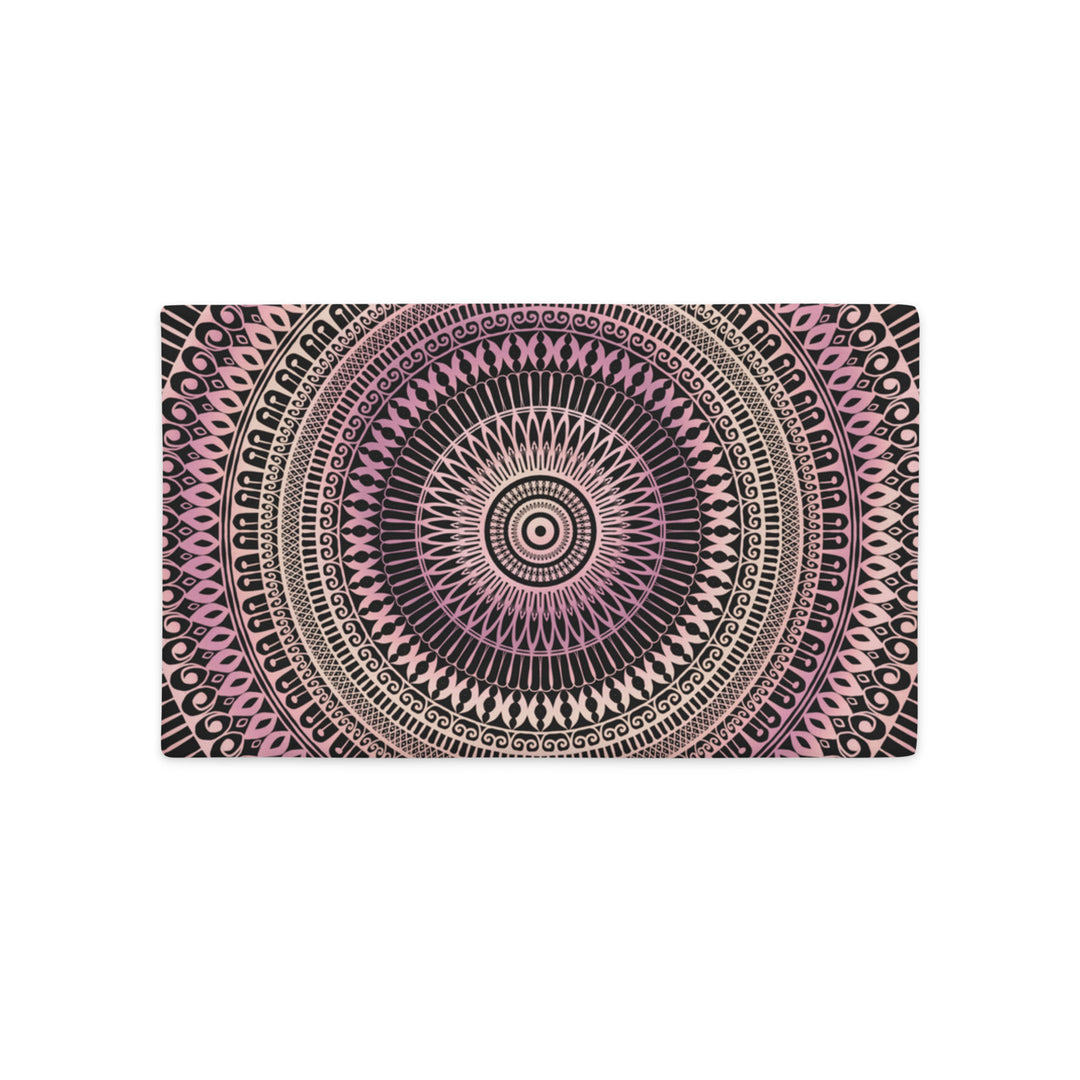 Graceful Mandala Pillow Cover, Henna Design Soft Pink