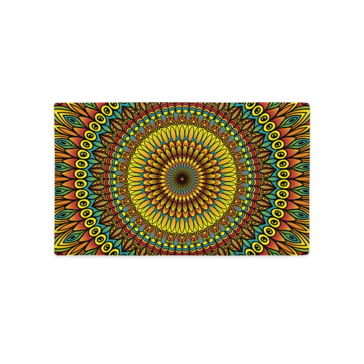 Yellow Rust Blue Pillow Cover | Mandala Pillow Cover | Mandala Stone