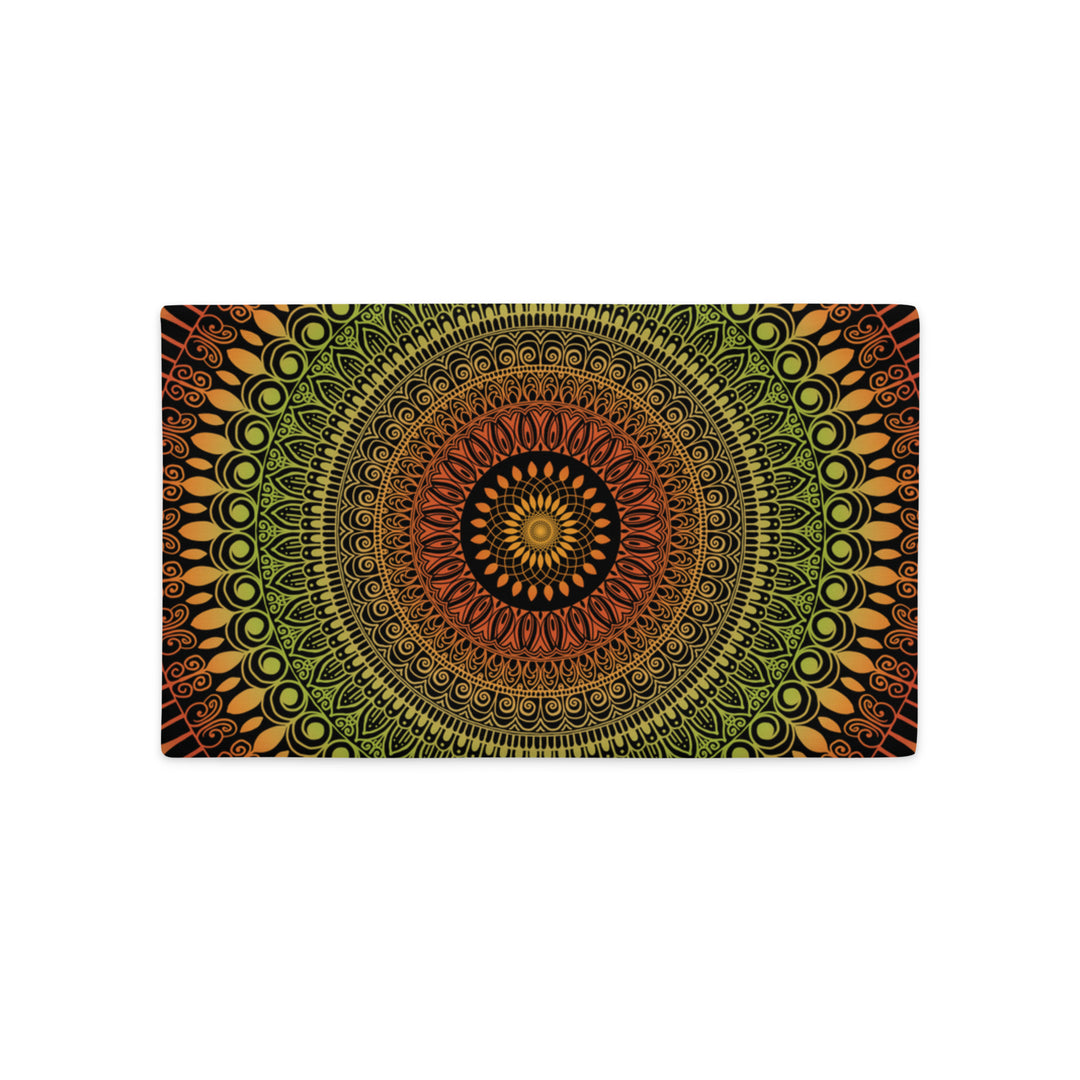 Pillow Case Mandala Henna Design in Green and Brown