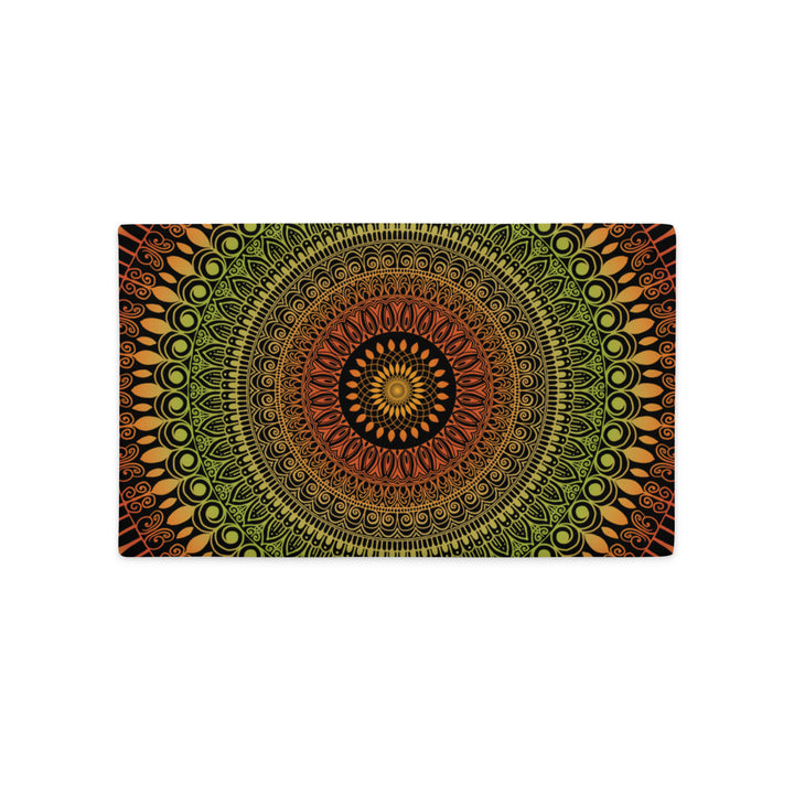 Pillow Case Mandala Henna Design in Green and Brown