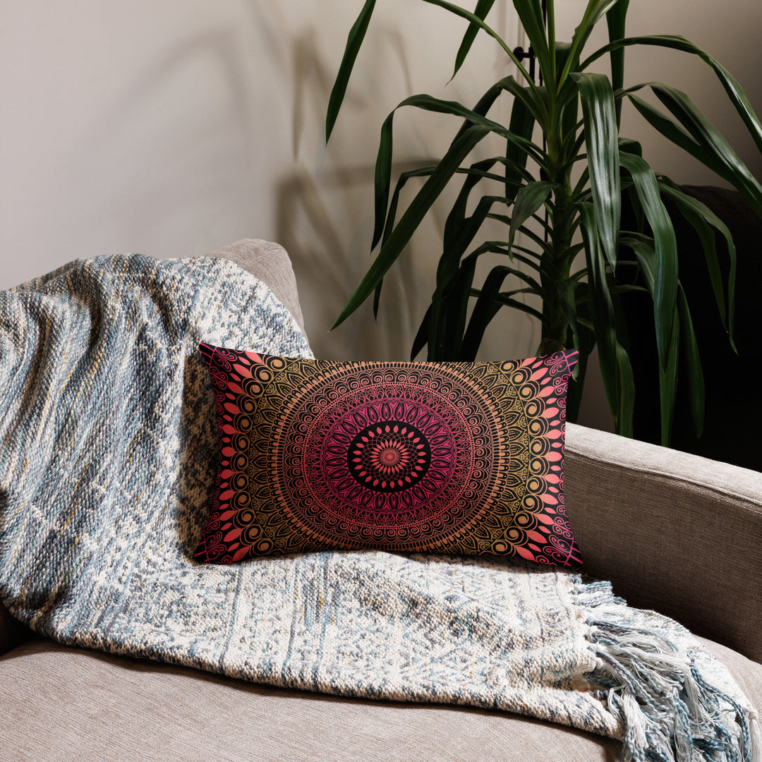 Bohemian Sunshine Pillow Cover | Mehndi Pillow Cover | Mandala Stone