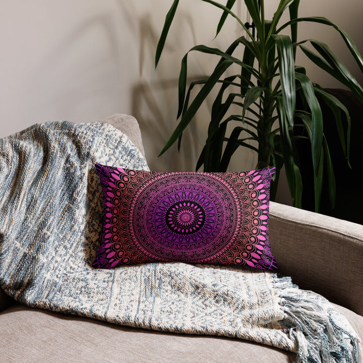 Pillow Case Mandala Henna design in Purple and Pink