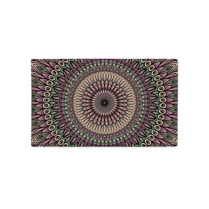 Pillow Case Mandala Petals in Green and Pink