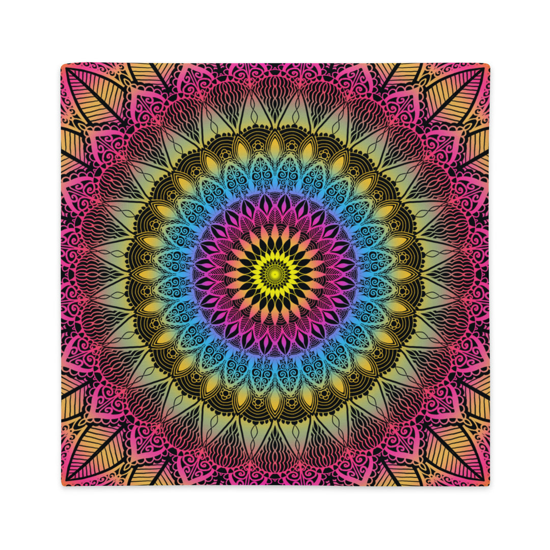 Pillow Case Mandala Design in Turquoise, Pink and Sand