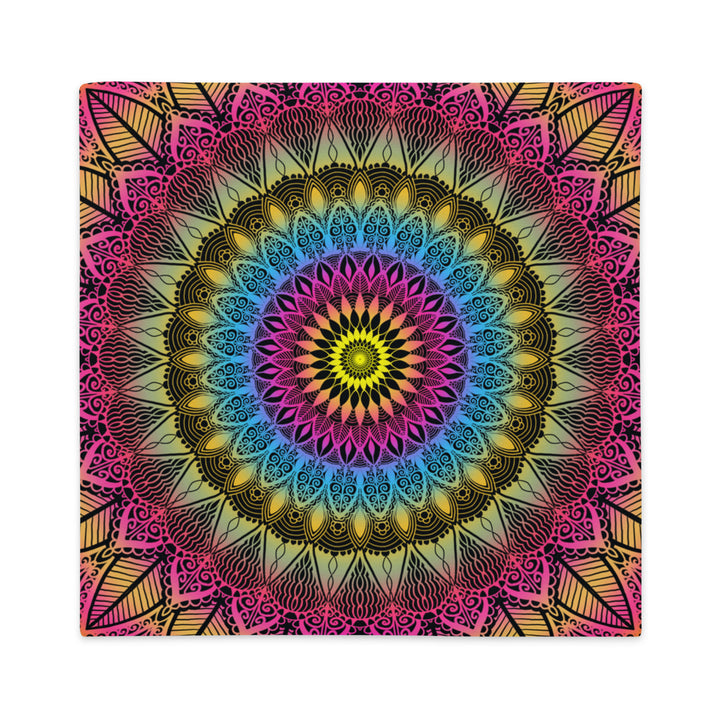 Pillow Case Mandala Design in Turquoise, Pink and Sand