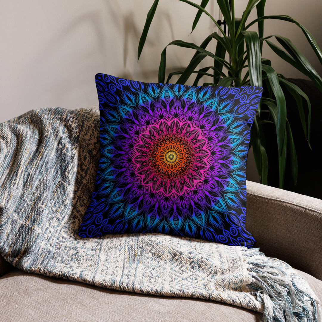 Orange, Pink, Purple & Blue Pillow Cover | Boho Pillow | Mandala Stone